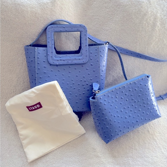 STAUD Handbags - Staud Mini Shirley Bag in Periwinkle Embossed Ostrich - so gorgeous!